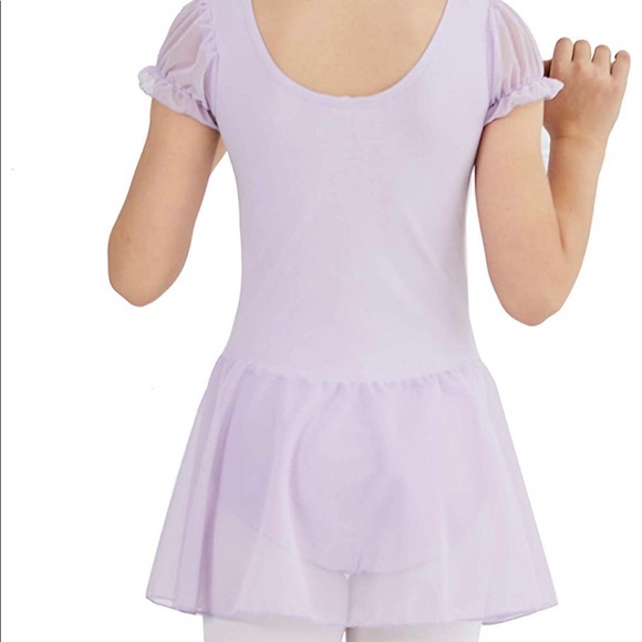 MdnMd Puffed Sleeve Skirted Leotard - Picture 2 of 4